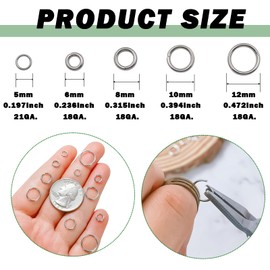 1000 anillos de salto de acero inoxidable de 10 mm, calibre 18, anillos de metal con cierre pero sin soldadura, anillos de conector de un solo bucle para joyas, collares, pulseras, aretes, llaveros, fabricación de bricolaje