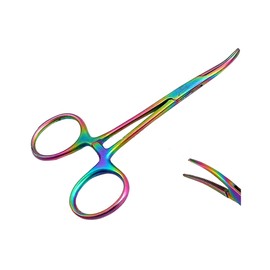 Pet Ear Locking Forceps Hemostat Forceps Pet Groomers Ear Hair Puller Tweezers Pet Grooming Tools Curved/Straight Tips (Multi, Small Curved)
