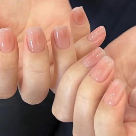 YXRXKJ Nail Tips, Medium, 24 Pieces, Nail Tips, Short, Popular, Japanese Style, Cute, Simple, Stylish, False Nails, Short, Spring & Summer, Bride Nails, Glossy, Coming of Age Ceremonies, Graduation