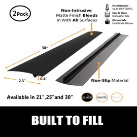 SEVCHY Silicone Stove Gap Covers (2 pack), Heat Resistant Silicone Stove Counter Guard Cabinet Gap Filler Seal the gap between Oven Kitchen Cabinet and Stove Countertop Easy Clean (30 inch, Black)