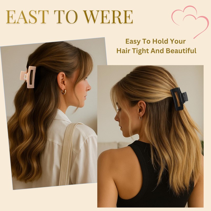 4 Pack 3 Inch Hair Claw Clips for Women, Medium
