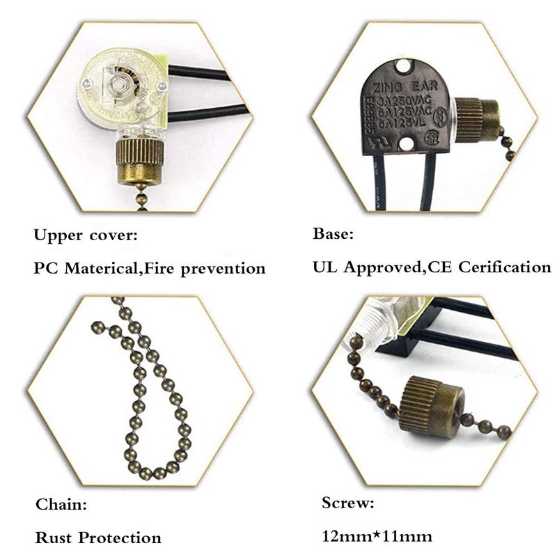 Ceiling Fan Switch Zing Ear ZE-109 Two-wire Light Switch With