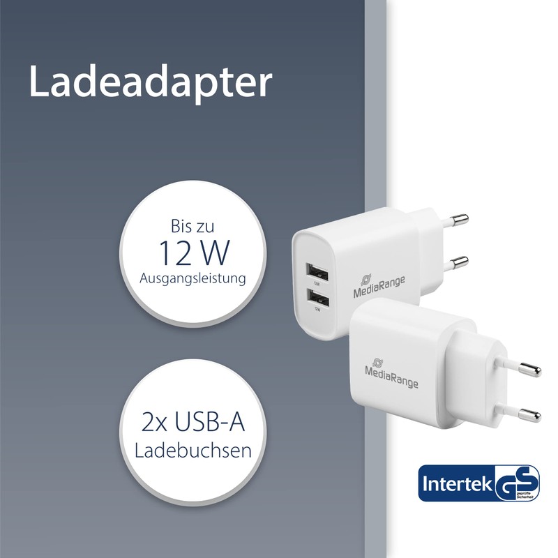 MediaRange USB Charging Adapter – 2-Port Socket Charger Adapter 12