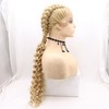 613 Blonde Double Braids Wig Long Curly Blonde Middle Part