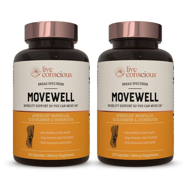 Glucosamine Chondroitin with MSM, Hyaluronic Acid, and More - MoveWell by LiveWell | Joint Health Supplement (2-Pack)