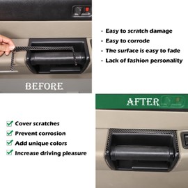 PIUGILH Car Door Inner Grab Handle Cover Frame Decor Trim Compatible with Hummer H2 2003-2007, Carbon Fiber Auto Door Handle Panel Decoration Sticker Interior Accessories