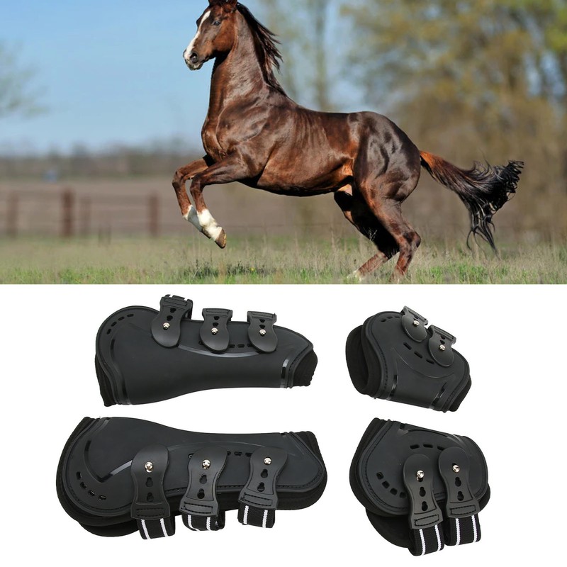 Horse Front Hind Leg Boots Shock Absorption Breathable Open Front