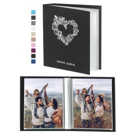Miaikoe Small Photo Album 6x4 52 Pockets 2 Packs, Slip in Top Loading Mini Linen Album Book Holds 100 Vertical 10x15cm Photos for Family Wedding Anniversary (Black)