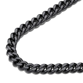 FindChic Black Chain Necklace for Men Thick Cuban Link Men's Curb Chain Necklace Rapper Hippie Chains 7MM 20 inches
