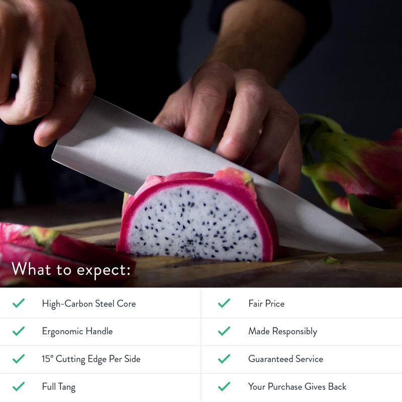 GreaterGoods Chef Knives, Ergonomic Handle, Durable Kitchen Knives w/Balanced Design