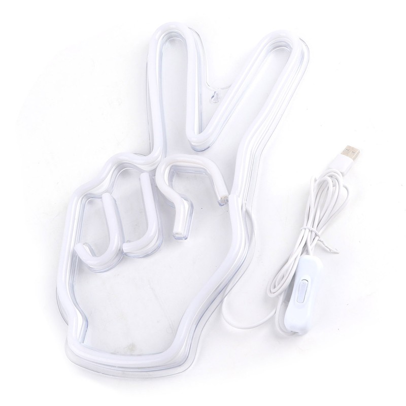 Neon Sign Light Innovative Victory Gesture Decorative Lamp USB Powered