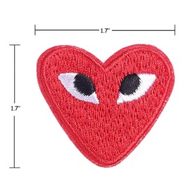 Iron On Patches - 24 Pcs Cartoon Red Love Heart Patches Cute Eyes Embroidered Appliques for DIY Crafts Clothing Jackets Backpacks Jeans Hats Bags