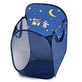 Kids Fun LED Space Ship Light-Up Mesh Pop-up Hamper, Collapsible Space Saving and Easy to Store, Reinforced Heavy Duty Side Carry Handles