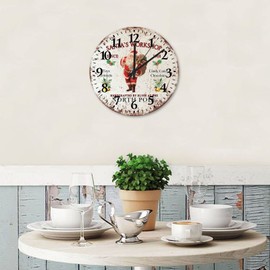 Small Wall Clock Santa's Workshop Living Room Accessories Silent & Non-Ticking Arabic Numeral Xmas Holiday Decor Round Clock for Farmhouse Living Room Bedroom Kitchen Home 12 Inch