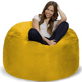 Chill Sack Bean Bag Chair: Giant 4' Memory Foam Furniture Bean Bag - Big Sofa with Soft Micro Fiber Cover - Lemon