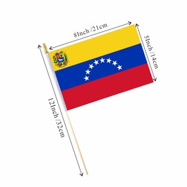 Ckexin 25Pack Small Venezuela Flag Handheld Mini Venezuelan Flags on Stick 5x8 Inch
