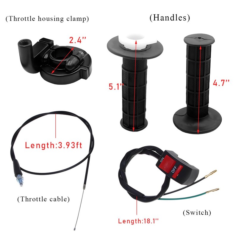 Yourkar Twist Throttle Accelerator Handle Grips, Throttle Cable Kit for