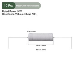 YOKIVE 10pcs Metal Oxide Film Resistors Axial Lead Resistors Maintain Normal Circuit Operation for Power Equipment Gray 5W 10K Ohm