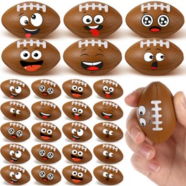 Arrowbash 24 Pcs Mini Face Football Stress Balls for Boys Girls Football Stress Balls Funny Face Squeeze Balls Foam Balls for Stress and Anxiety Relief Balls for Party Favors Birthday Gift Decoration