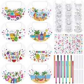 Bonuci 36 Pcs DIY Foam Visors Bulk with Markers Rhinestone Stickers Summer Coloring Sun Foam Visors Craft Kit Color Your Own Sun Hat for Classroom Art Crafts Outdoor Sports Party Camping Trips