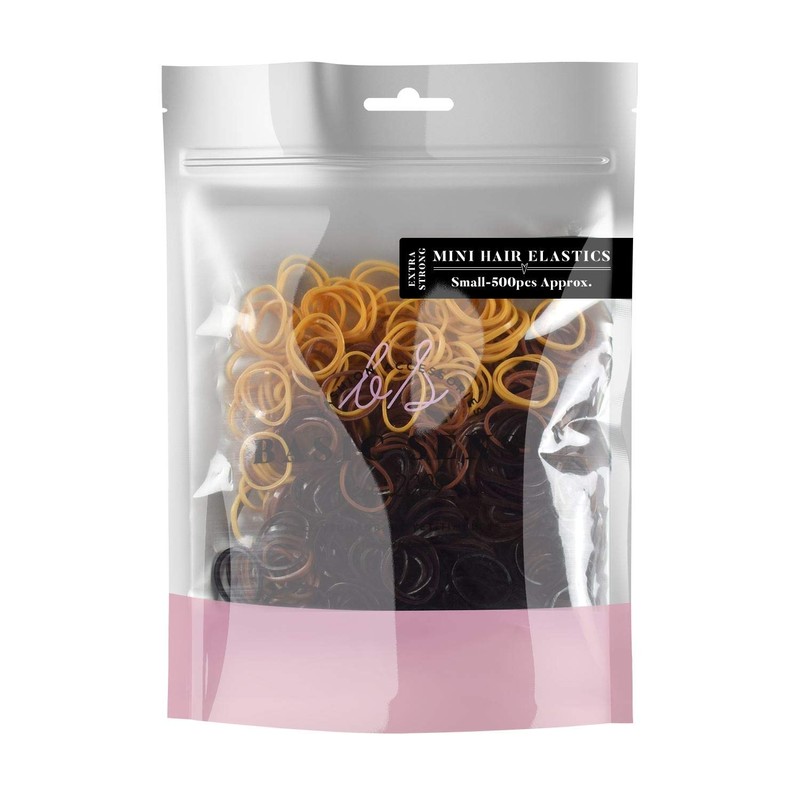 EXTRA STRONG 500 Mini Hair Rubber Elastics Multi Pack for