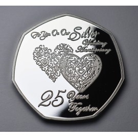 The Commemorative Coin Company On Our 25th SILVER WEDDING ANNIVERSARY Commemorative. 25 Years Together. Gift/Present Husband/Wife. Love/Celebration/Marriage