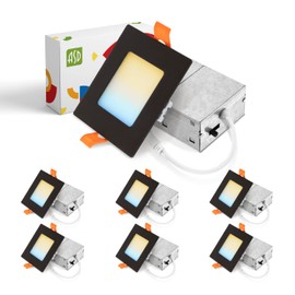 ASD LED Square Recessed Lighting 3 Inch - 2700K/3000K/3500K/4000K/5000K, 6W 30W Eqv - Ultra Thin Dimmable Ceiling Lights with J Box, Canless Wafer Downlight - Slim Panel Light - UL Energy Star 6 Pack