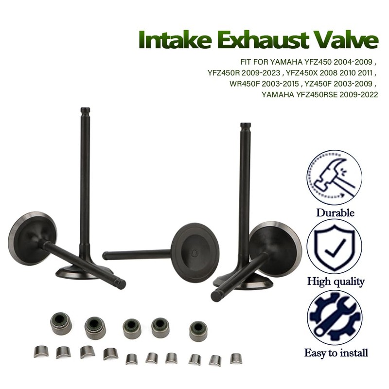 Intake Exhaust Valve Kit Compatible with Yamaha YFZ450R 2009-2020 YFZ450