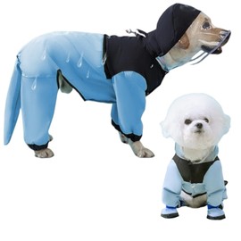 JoyFusion Dog Raincoat with Full Body Water Protection, Removable Tail Cover with Hat, Durable Material, Long Lasting, Durable, Easy to Put On and Take Off. Perfect for walks and rainy seasons, this pet raingear is completely waterproof and highly durable. It features a lead that covers all four legs and a transparent hat rim. Medium dogs, large dogs, Small size (Blue, 5XL (44.1 - 55.1 lbs (20 - 25 kg))