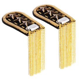 Shoulder Epaulettes Medal Badge Tassel Shoulder Badge Metal Blazer Shoulder Epaulettes Unisex 1 Pair, golden