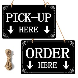 4 Pack Order and Pick Up Signs 7.5x12 Inch-Pick up Here Signs with Twines Order Here Sign for Restaurants Cafes and Bars
