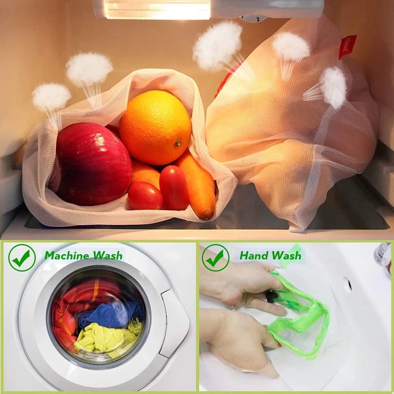 TopHomer 3 Pack Small Reusable Shopping Bag Vegetable Mesh Bag
