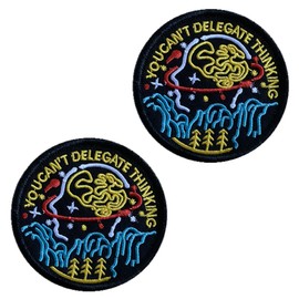 Pack of 2 You Can't Delegate Thinking/Thinking Can Not Delegate Funny Patch Hook & Loop Embroidery Tactical Removable Patch Applique for Clothing Backpacks Vest Hat Jacket T-Shirt