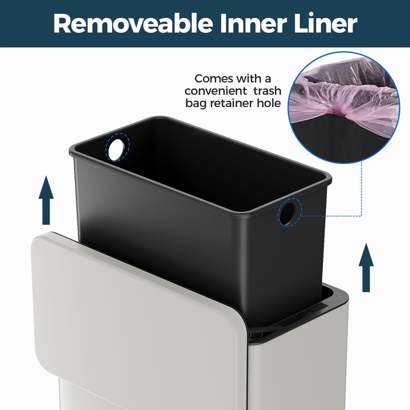 LINSSEN Stainless Steel Hanging Trash Can with Lid and Inner