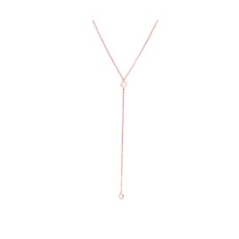 14k Rose Gold Vermeil Dainty Drop Lariat Necklace for Women, 16" to 18" adjustable length