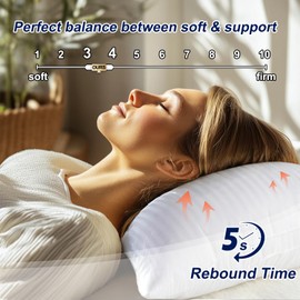 Favocama Bed Pillows Queen Size Set of 2 Hotel Collection Bed Pillow for Sleeping Queen Pillows 2 Pack for Back, Stomach or Side Sleepers Soft and Supportive Washable Pillows for Bedroom