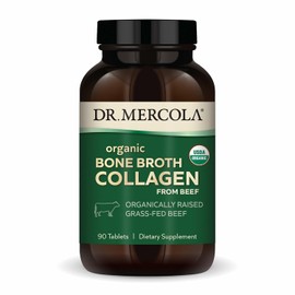 Dr. Mercola Colágeno orgánico de caldo de huesos, 30 porciones (90 tabletas), carne de res alimentada con pasto y criada orgánicamente, suplemento dietético, favorece la salud de los huesos y las arti