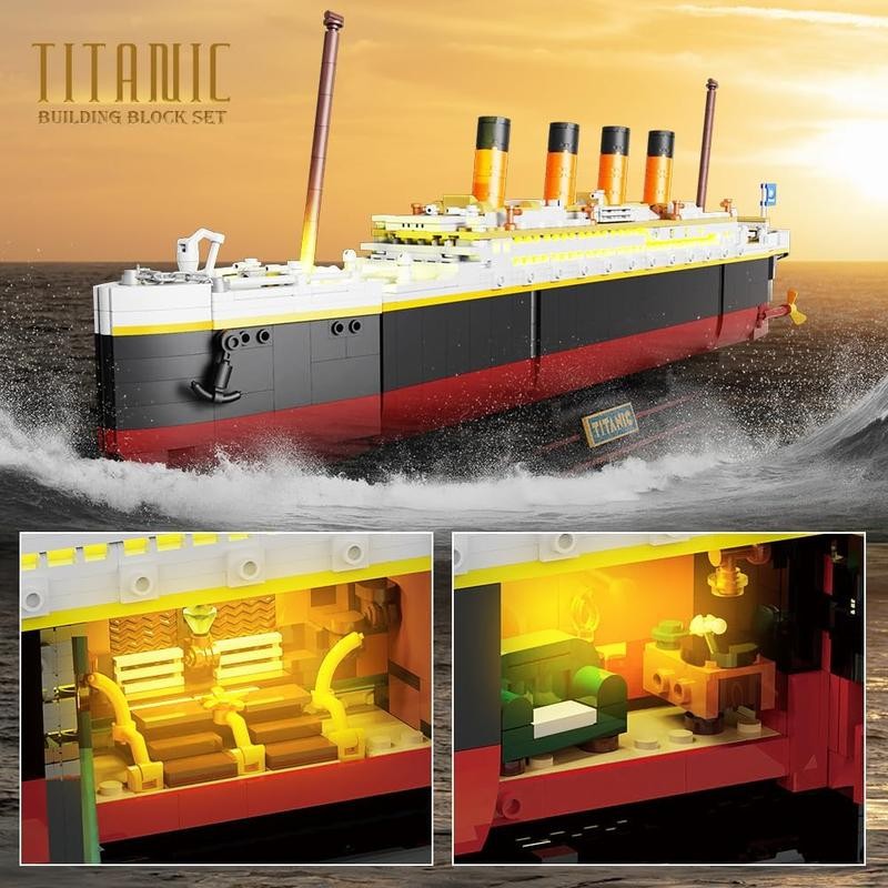 Titanic Building Set with LED Light, 2 in 1 Titanic