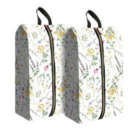 DtuiQSDRV 2pcs Shoe Organizer for Travel, Packing Shoe Travel Bags, Cute Shoe Bag with Zipper & Handle, Portable Travel Essentials for Women and Men Beautiful Flower