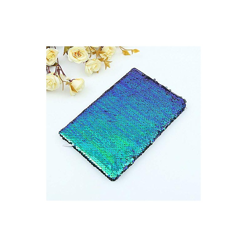 Green Colourful A5 Reversible Sequin Notebook Diary, Sparkling Shiny Glitter
