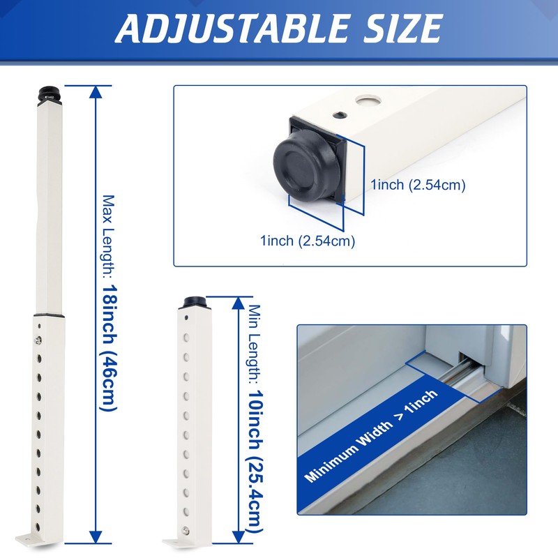Wintcomfort Adjustable Window Security Bar, Heavy Duty Sliding Window Security