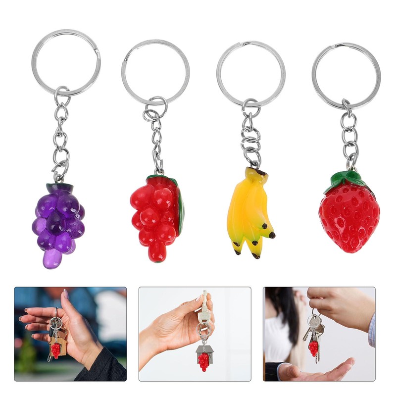 TENDYCOCO Cute Small 10 Piece Fruit Key Chain Key Ring