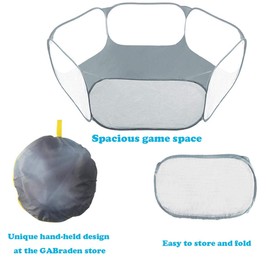 GABraden Small Animals Tent,Reptiles Cage,Breathable Transparent Pet Playpen Pop Open Outdoor/Indoor Exercise Fence,Portable Yard Fence (Grey)