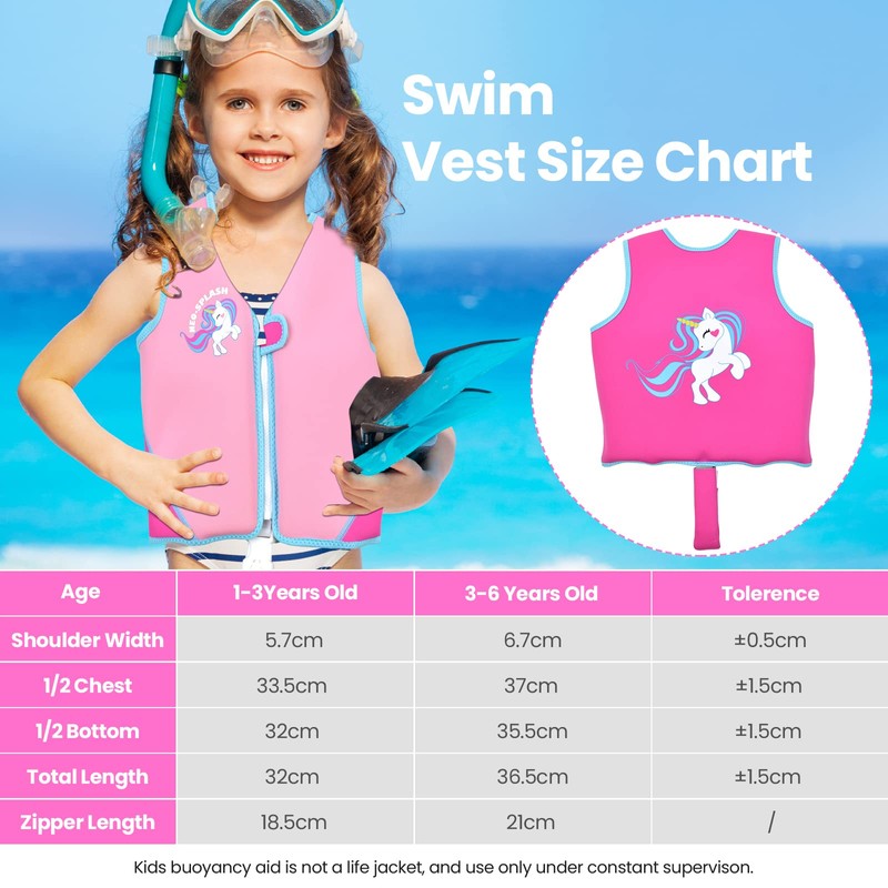 Kids Swim Vest with Adjustable Safety Straps for Ages 1-3