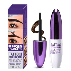 Black Peel Off Eyebrow Gel, Waterproof Tattoo Eyebrow Gel Easy Peel Off for Women, Last Up to 3 Days Natural Brow Color, Easy Application for All Skin Types -04