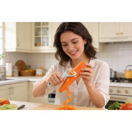 2-Pack Ceramic Y-Peeler Set - Sharp Rust-Proof Vegetable & Fruit Peelers, Blue