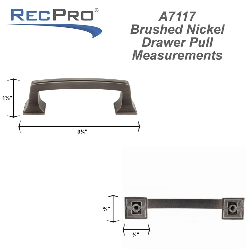 RecPro RV 3.75" Brushed Nickel Drawer Pull | Handle for