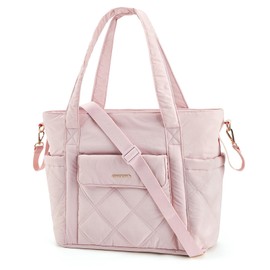 mommore Diaper Bag Tote, Small Baby Bag with Insulated Pockets, Lightweight Quilted Tote Bag for Mom with Stroller, Gym Bag with Yoga Strap for Work Nurse Travel