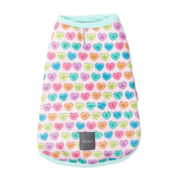 FuzzYard Candy Hearts Valentine's Fleece Lined Wrap Vest for Dogs