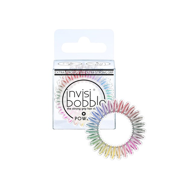 invisibobble Power Hair Scrunchie Colourful Magic Rainbow I 3 x Spiral Hair Bobbles Colourful Girls, Women I Extra Strong I Designed in the Heart of